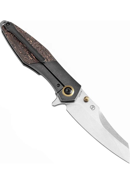 Mistaken | Başparmak Sapı | Siyah Yıkama Titanyum ve Bakır Karbon Fiber Sap | Cpm 20CV Çelik Çakı | K1053A1 modelleri