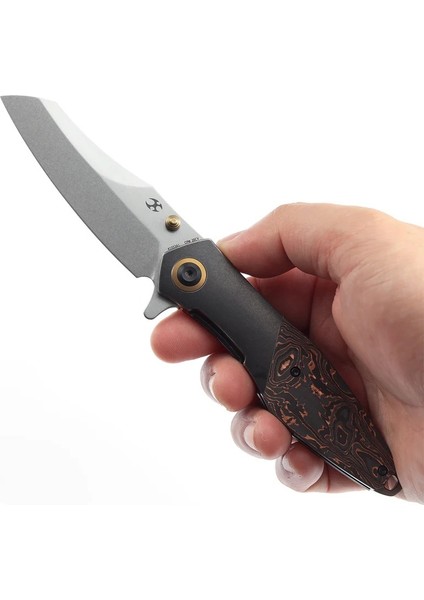 Mistaken | Başparmak Sapı | Siyah Yıkama Titanyum ve Bakır Karbon Fiber Sap | Cpm 20CV Çelik Çakı | K1053A1 fırsatları