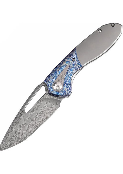 | Thoth Başparmak Delikli Bıçak | Boncuk Püskürtülmüş Titanyum ve Şimşek Çarpması Bitmiş Titanyum Kakma Sap | Damascus Çelik Çakı | K1075T5 fiyatları