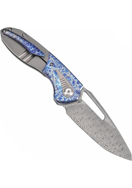 | Thoth Başparmak Delikli Bıçak | Boncuk Püskürtülmüş Titanyum ve Şimşek Çarpması Bitmiş Titanyum Kakma Sap | Damascus Çelik Çakı | K1075T5 modelleri