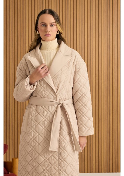 Seyyar Kuşaklı Kapitone Mont modelleri