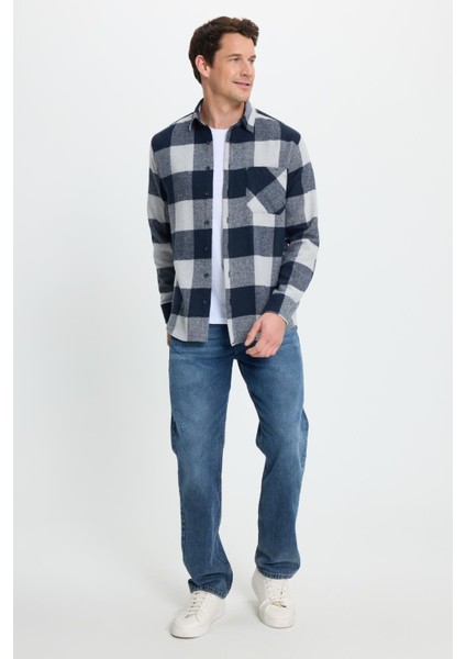 Erkek Regular Fit Klasik Fit Kareli Cepli Oduncu Gömlek fırsatları