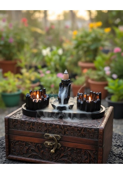 Siyah Tütsülük Mumluk Tabak Seti, Dekoratif Tabak Seti,mumluk,tütsülük fiyatları