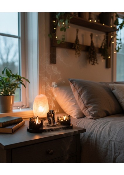 Siyah Tütsülük Mumluk Tabak Seti, Dekoratif Tabak Seti,mumluk,tütsülük modelleri