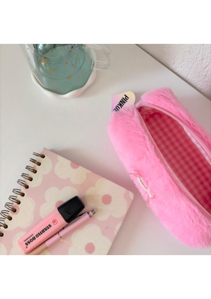 Minik Fiyonk Detaylı Fluffy Peluş Kalemlik/ Makyaj Çantası/ Organizer (Renkseçenekleriyle) fiyatları