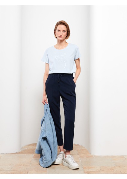 Yeni Sezon Beli Lastikli Düz Cep Detaylı Kadın Pantolon