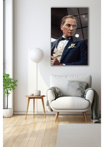 Atatürk Portresi Yapay Zeka Dikey Cam Tablo Ev Ofis Okul Duvar Dekoru, Hediyelik Büyük Tablo modelleri