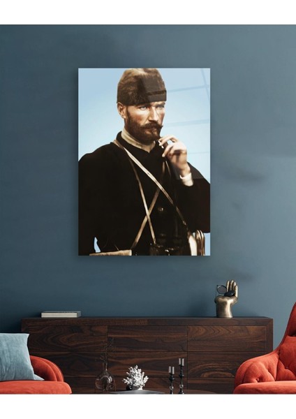 Mustafa Kemal Atatürk Portresi Mavi Fon Cam Tablo fiyatları