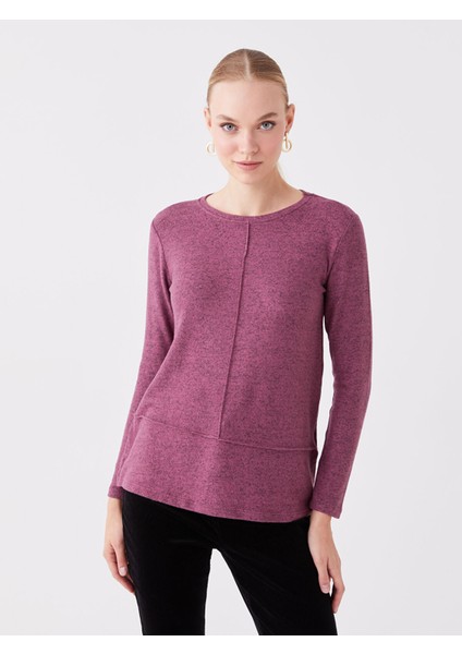 Yeni Sezon Bisiklet Yaka Düz Uzun Kollu Kadın Bluz