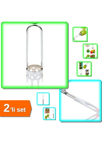 Biberoy Pratik Dolma Biber Kabak Oyacağı Uzun + Paslanmaz Elma ve Kabak Oyacağı - 2li Set U6V7Z9
