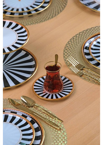 Black Line 12 Parça 6 Kişilik Çay Bardağı