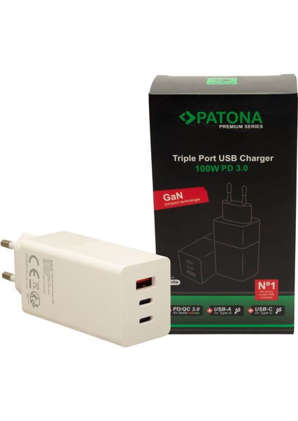 Premium 100W Gan Macbook ve Laptop Şarj Adaptörü - Çoklu Hızlı Şarj (Pd 3.0 Type-C) - Beyaz