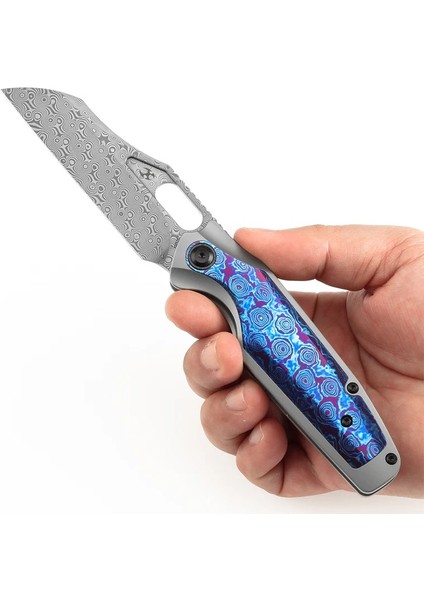 Tuckamore | Başparmak Delikli | Bıçak Titanyum ve Timascus Sap | Damascus Çelik Çakı | Timascus Klipsli | K1052A7 fırsatları