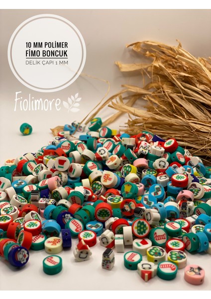50 Adet 10 mm Noel Yeni Yıl Fimo Polimer Boncuk Takı Bileklik Aksesuar