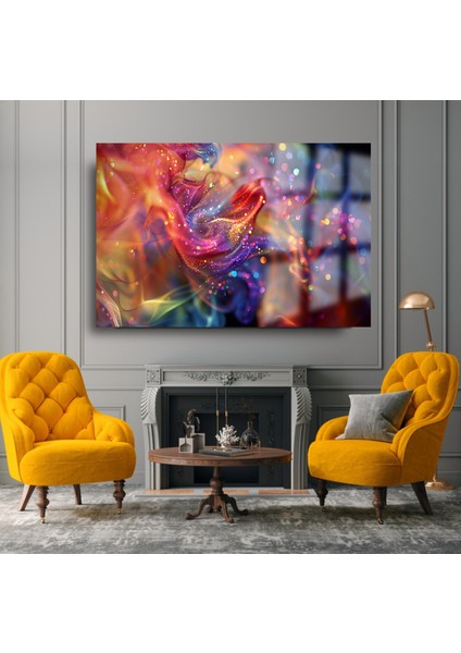 Rengarenk Işıklar Görünüm Salon Için Yatay Tablo Cam Tablo Kırılmaz Lüks Cam Tablo Ev Hediyesi