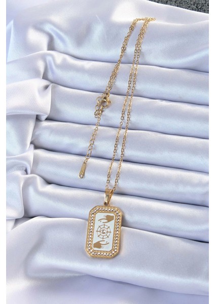 Bfs 316L Çelik Zincir Altın Renk Mineli Zirkon Taşlı Göz Figür Tarot Kolye fiyatları