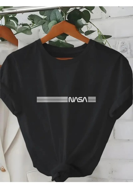 Erkek Kısa Kollu Nasa Baskı Bisiklet Yaka Tshirt fırsatları