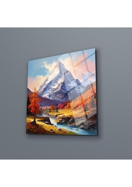 Manzara Cam Tablo , Doğa Duvar Dekoru , Soyut Tablo , Temperli Cam Üzeri Uv Baskı , Asılmaya Hazır