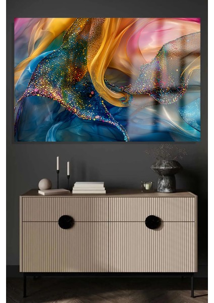 Rengarenk Işıklar Görünüm Salon Için Yatay Tablo Cam Tablo Kırılmaz Lüks Cam Tablo Ev Hediyesi fiyatları
