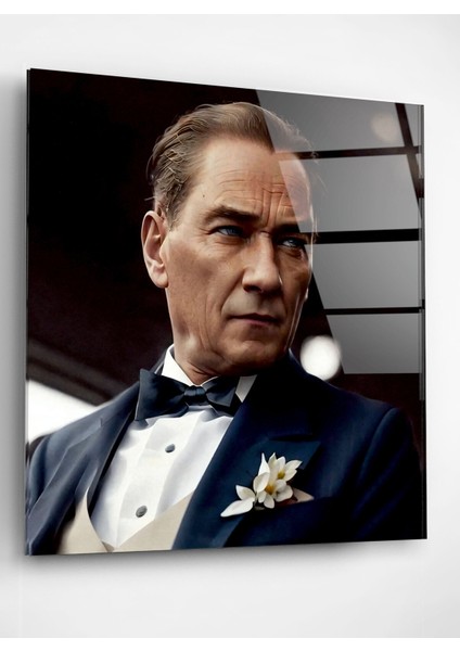 Atatürk Portresi - Yapay Zeka Tasarımlı Cam Tablo, Dekoratif Cam Tablo fiyatları