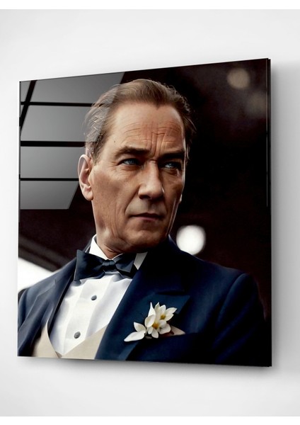 Atatürk Portresi - Yapay Zeka Tasarımlı Cam Tablo, Dekoratif Cam Tablo fırsatları