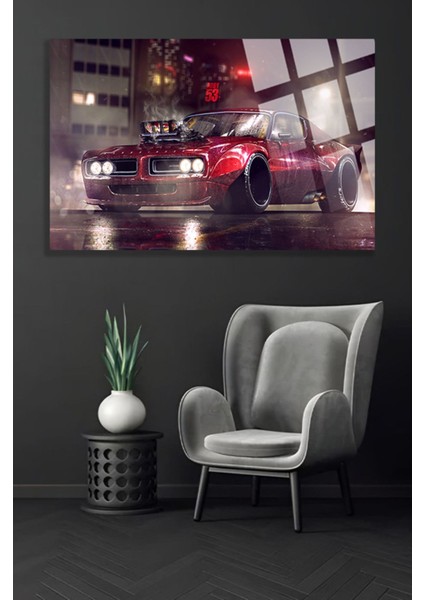 Retro Araba Kırılmaz Cam Tablo, Ev ve Ofis Hediyesi Yüksek Çözünürlüklü 4mm Lüks Tablo