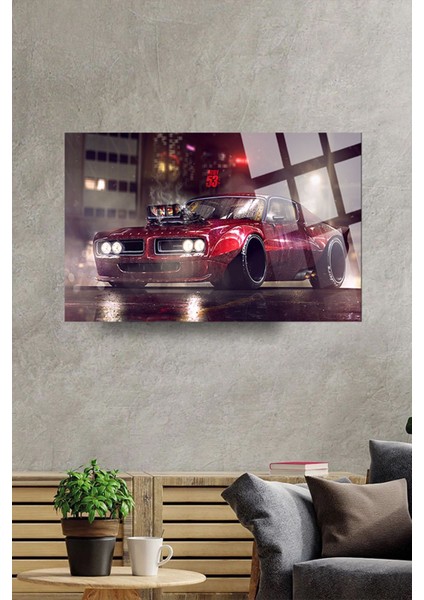 Retro Araba Kırılmaz Cam Tablo, Ev ve Ofis Hediyesi Yüksek Çözünürlüklü 4mm Lüks Tablo modelleri