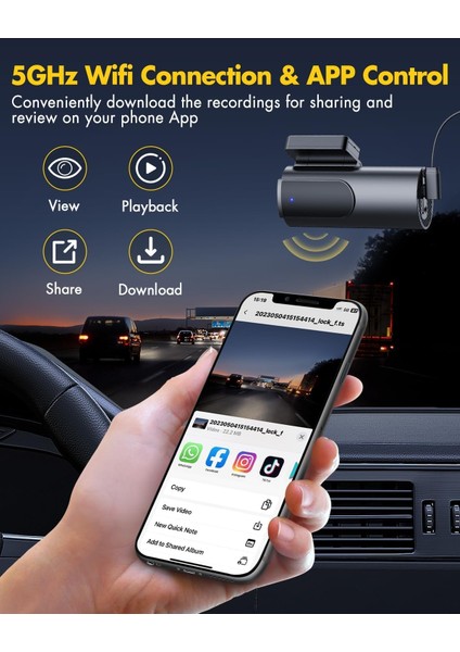 RV-D600P Dash Cam Ön ve Arka Kamera – 64 GB Sd Kart, 5 Ghz Wifi ve Uygulama Kontrolü, Gece Görüşü modelleri