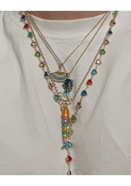 RENKLİ KIVRIK KOLYE