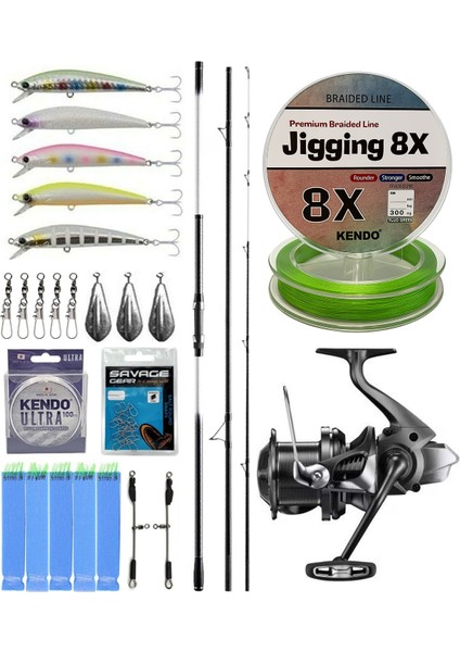 Yekoutdoor Surf Seti Shimano Kamış Beastmaster K Surf Hybrid 4,50M 225G 3pc K-Type Dps&shimano Makina Aerlex Xtc 14000