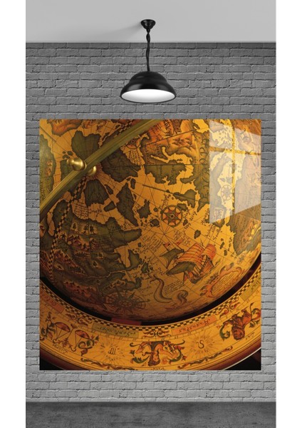 Muhteşem Eski Dünya Temperli Cam Üzerine Tablo Sevgilinize Yılbaşı Hediye