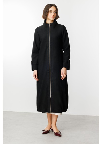 Ottoman Kumaş Spor Kapama Sezonsuz Trench-Siyah