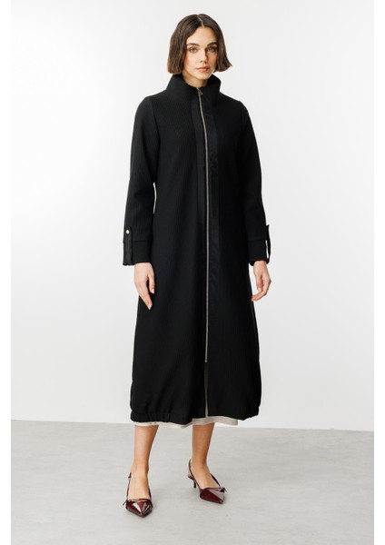 Ottoman Kumaş Spor Kapama Sezonsuz Trench-Siyah fırsatları