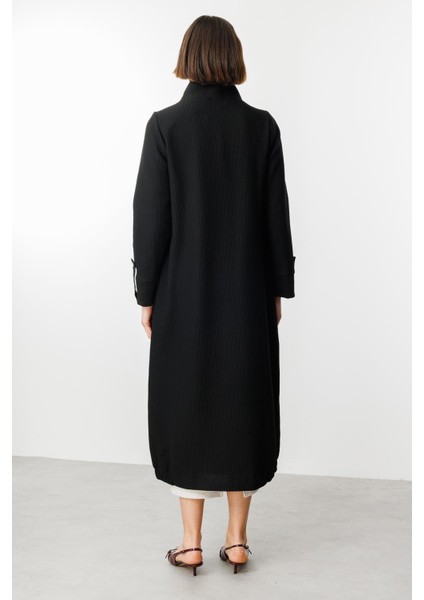 Ottoman Kumaş Spor Kapama Sezonsuz Trench-Siyah