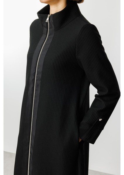 Ottoman Kumaş Spor Kapama Sezonsuz Trench-Siyah