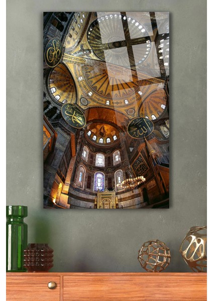 Ayasofya Camii Içi Dini Islami Kırılmaz Lüks Cam Tablo Ev, Iş Yeri, Ofis Hediyesi