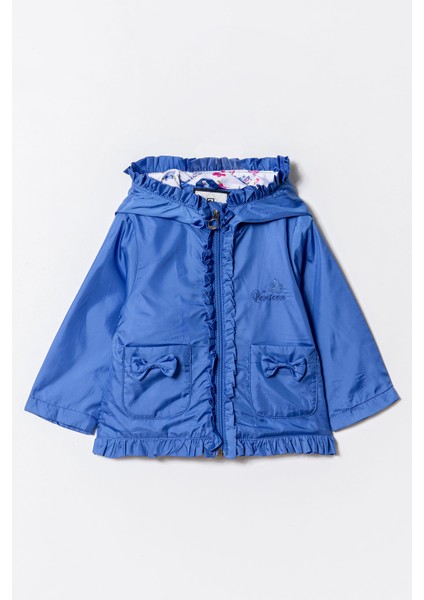 Kız Kapüşonlu Nakışlı Rüzgarlık & Yağmurluk 1 - 5 Yaş