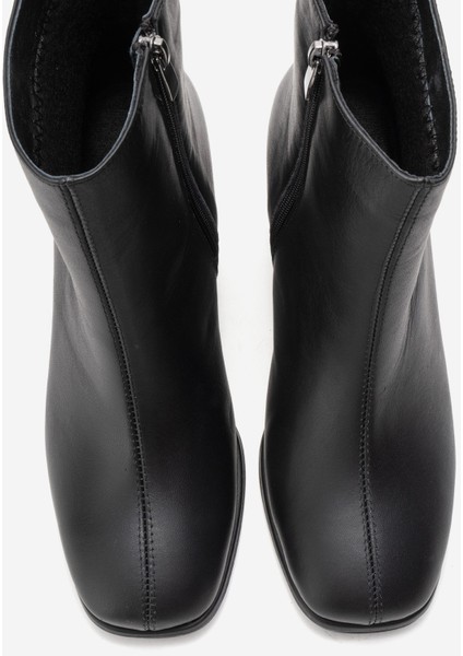 Napolı Siyah Cilt Hakiki Deri Kadın Kalın Topuklu Bot fiyatları