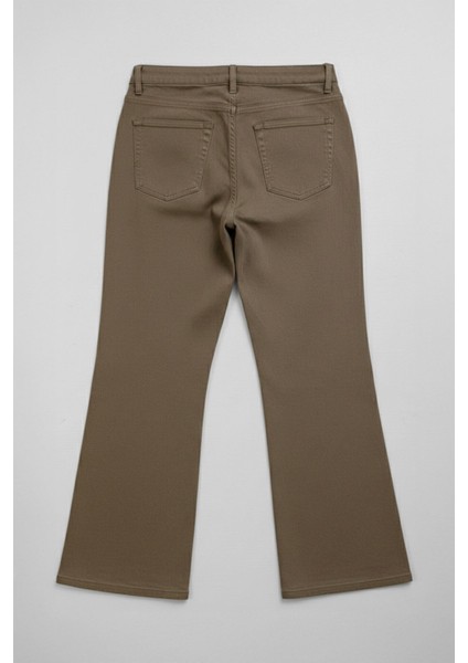 Kadın Yüksek Bel Likralı Wide Leg Haki Jean Pantolon fiyatları