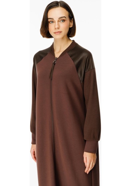 Mix Garni Detaylı Örme Kap Ferace-Kahve modelleri