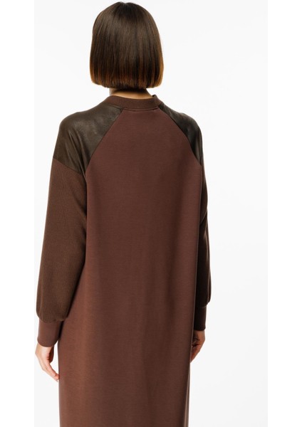 Mix Garni Detaylı Örme Kap Ferace-Kahve