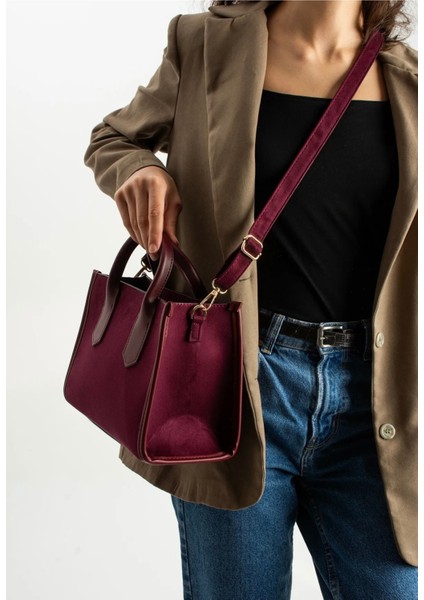 *** Kadın Bordo Süet El ve Omuz Çantası fiyatları