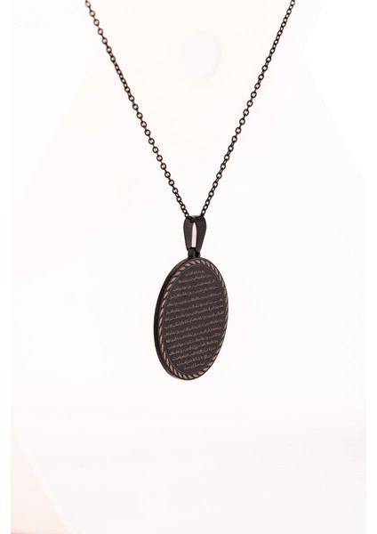 Siyah Vakıa Suresi Yazılı Çelik Kolye Kararmaz Paslanmaz Zincirli Unisex Kolye indirimleri