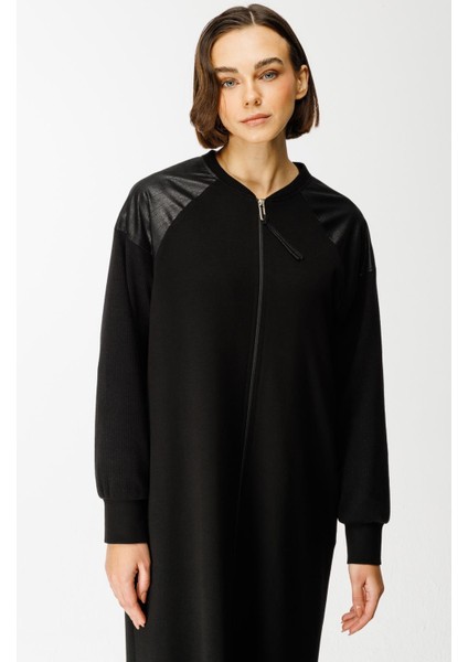 Mix Garni Detaylı Örme Kap Ferace-Siyah modelleri