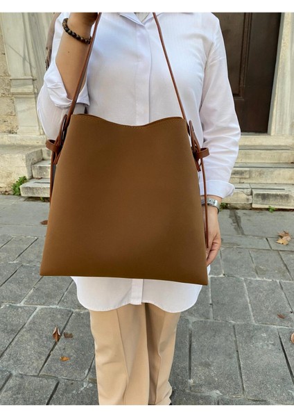 Taba Süet Toka Detaylı Taba Büyük Boy Kadın Shopper Omuz Çantası fırsatları