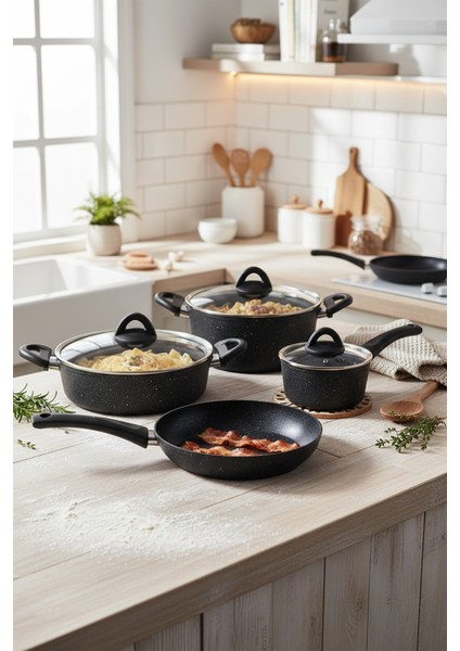 Melcor 9 Parça Granit Tencere Seti Siyah fiyatları