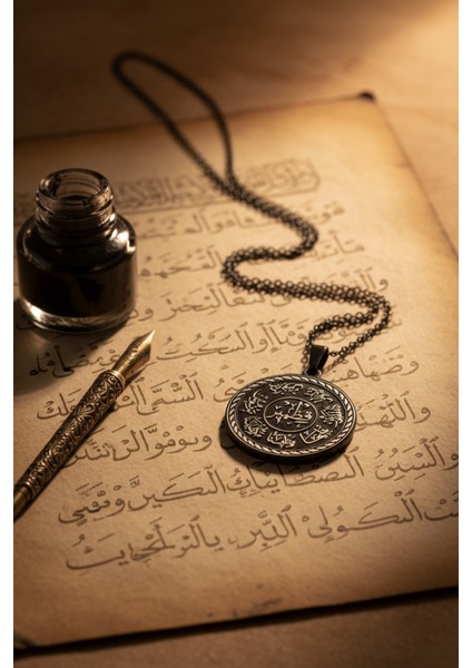 Siyah Renk Ashab-I Kehf Kıtmr Çelik Kolye Paslanmaz Zincir Kararmaz modelleri