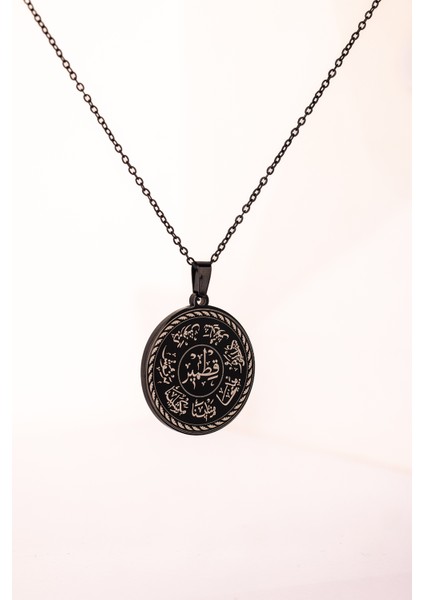 Siyah Renk Ashab-I Kehf Kıtmr Çelik Kolye Paslanmaz Zincir Kararmaz indirimleri