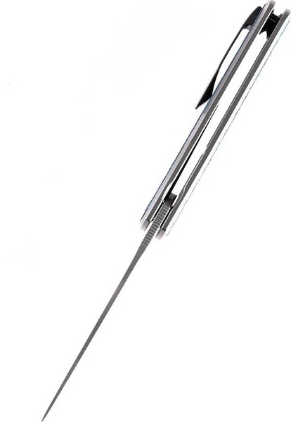 Kratos | Flipper Bıçak | Titanyum + Mavi Gül Desenli Karbon Fiber Kakma Sap | Damascus Çelik Çakı | K1024A4 fırsatları