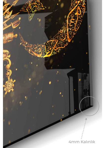 Gold Detaylı Osmanlı Tuğrası | Osmanlı Temalı Cam Tablo | 50X70 cm modelleri